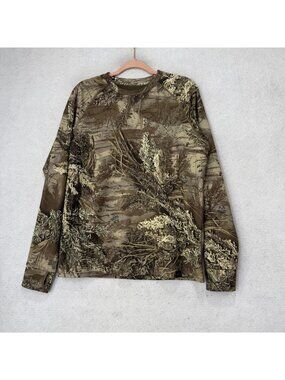 Midway USA Shirt Mens XL Brown Camo Long Sleeve Fleece Elk Fork Hunting Top